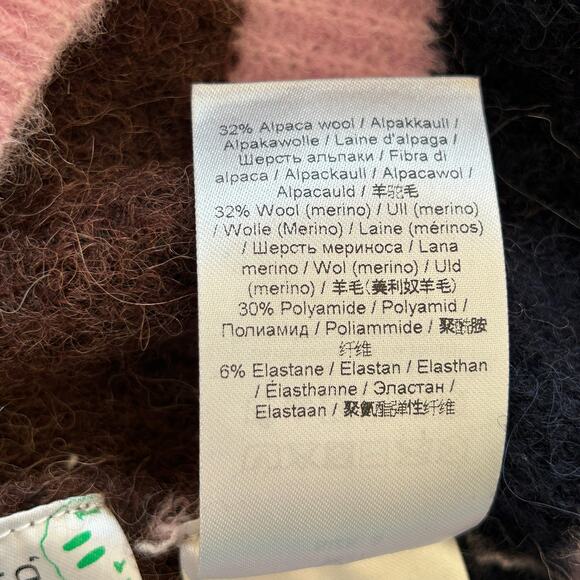 GANNI Striped Alpaca Merino Wool Sweater Lilac Yellow Puff Sleeve Knit Size S - Picture 8 of 10